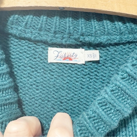 Faherty Cuddle Stripe Crew Sweater in Evergreen Stripes Size XS Oversized Preppy - Picture 11 of 15